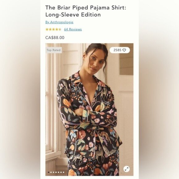 NWT Size 3X - Anthropologie The Briar Piped Pajama Shirt: Long-Sleeve Edition - Picture 12 of 12